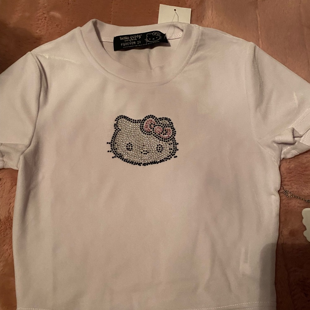 Hello kitty white velour crop top. NWT size small